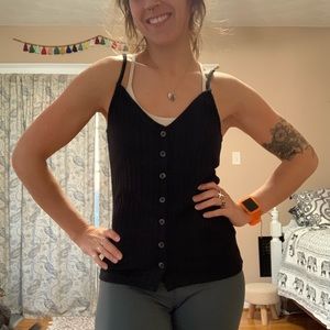 **SOLD** h&m black button up camisole size small